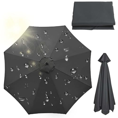 8 Aktien - 4M Sonnenschirm Ersatzbezug, UV-Schutz, Wasserdicht Überdachung Ersatzabdeckung für Terrasse Garten (Grey) von WGQR