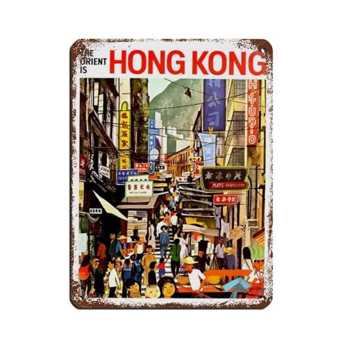 WGRWA Hong Kong Street Vintage-Poster, Retro-Poster, Metallblechschild, schicke Kunst, Retro, Eisenmalerei, Bar, Menschen, Höhle, Café, Familie, Garage, Poster, Wanddekoration, 30 x 40 cm WGRWA Hong Kong Street Vintage-Poster, Retro-Poster, Metallblechschild, schicke Kunst, Retro, Eisenmalerei, Bar, Menschen, Höhle, Café, Familie, Garage, Poster, Wanddekoration, 30 x 40 cm von WGRWA