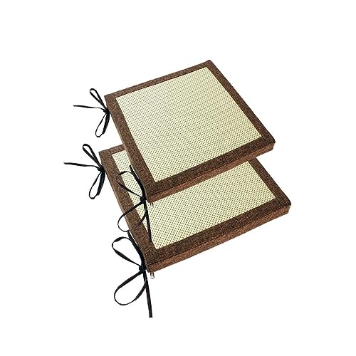 WGUST Set mit 4 Sitzpolstern mit Bändern, 40 x 40 cm großes Esszimmer-Sitzkissen, weiches Gartenstuhlkissen for den Außenbereich, Bequeme Stuhlpolster for Esszimmerstuhl, Bürostuhl (Color : Brown, S von WGUST