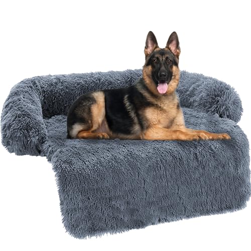 WGYTECH Hundebett Grosse Hunde Hundecouch Sofaschutz für Hunde Hundedecke Flauschig Schlafplätze & Möbel für Hunde und Katzen Komfort für Haustier (L(105 * 105cm), Dunkelgrau) von WGYTECH