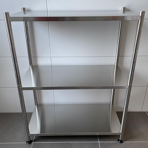 Edelstahl Küchenregal Standregal Regal Badezimmer bis 54kg (3 Böden) 33T x 58B x 82H cm Brette Metall Stärke 0.3mm(!!! Nicht Schwerlastregal !!!) von WH Edelstahl