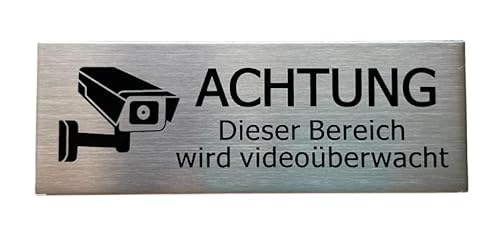 Videoüberwachung Schild Edelstahl, ACHTUNG Videoüberwachung, 85x30 mm selbstklebend (1 Stück / 1 pc) von WH Edelstahl