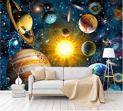 WH-PORP 3D Weltraum-Universum 3D Cartoon Tapete Wandbild Für Baby Kind Zimmer 3D Cartoon Wandbild 3D Wall Decor-200Cmx140Cm von WH-PORP