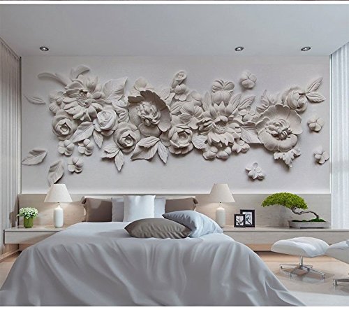 Wh-Porp 3D Große Wandbild Gips Relief Blume 3D Tapete Wandbild 3D Foto Wandbild Tapete Für Schlafzimmer Sofa Hintergrund Wandverkleidung-200Cmx140Cm von WH-PORP