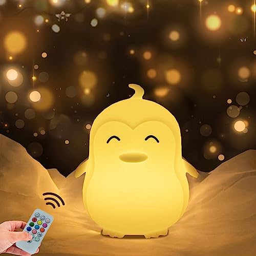 WHA&DARREN Großes Pinguin Nachtlicht Kinder LED nachtlicht Kindernachtlicht Multicolor nachtlicht nachtlicht baby USB nachtlicht kinder Beleuchtung Nachtlichter Jungen Mädchen Weihnachts Geschenke von WHA&DARREN