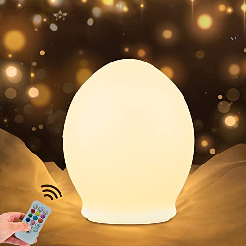 WHA&DARREN Eierlampe Nachtlicht für Kinder zimmer lampe nachtlicht baby nachttischlampe nachtlicht dimmbar lampe mit fernbedienung touch Farbwechsel Schlaflicht Kind Geburtstag Geschenk von WHA&DARREN