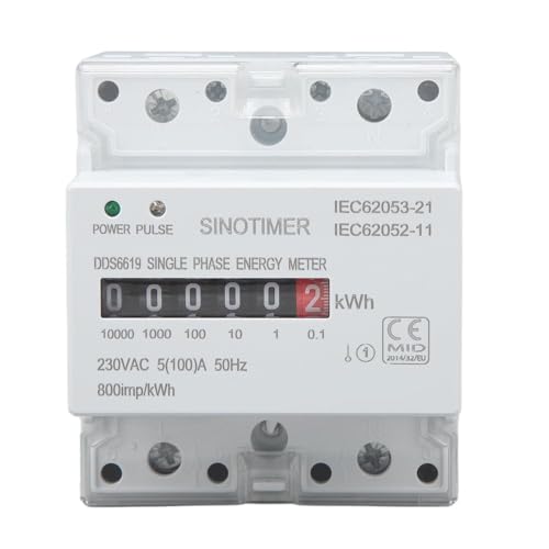 Werkzeuge kompatibel mit Intelligentes, einphasiges Energiewattmeter zur Schienenmontage mit zwei LED-Anzeigen für Smart Home 230 V AC von WHALCREK