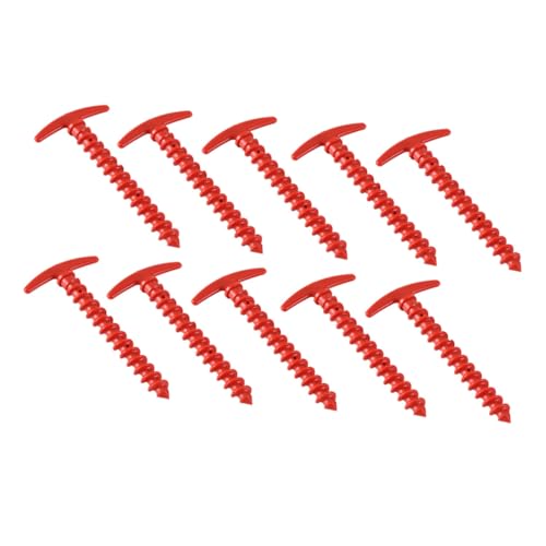 WHAMVOX 10 Stück Teiliges Zelt heringe aus Hochfestem Nylon Spiralförmige Bodenanker in Leuchtendem Rot Robuste und Verschleißfeste Zeltnägel für Camping Wandern Angeln und von WHAMVOX