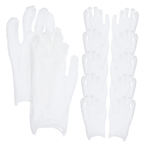 WHAMVOX 10Paare Weiße Baumwollhandschuhe und Schutzhandschuhe für Schmuckinspektion und Wiederverwendbar und Leicht zu Reinigen von WHAMVOX