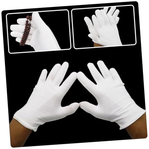 WHAMVOX 12 Paare Weiße Dicke Baumwollhandschuhe Strapazierfähige Arbeitshandschuhe für Damen und Herren Atmungsaktive Waschbare Schutz handschuhe Passend für Garten Handwerk und Haushalt von WHAMVOX