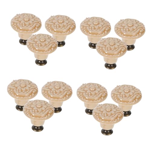WHAMVOX 12 Stück Keramik Schrankknöpfe mit Blumenmuster Langlebige Porzellan Griffe für Küchenschränke und Kommoden Single hole Design Pflegeleicht Dekorative Möbelbeschläge von WHAMVOX