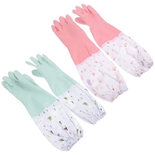 WHAMVOX 2 Paare Wasserdichte Geschirrspülhandschuhe Langlebige Rutschfeste Haushaltshandschuhe mit Weichem Futter Extra Lang für Küchenreinigung und Geschirrspülen Grün WHAMVOX 2 Paare Wasserdichte Geschirrspülhandschuhe Langlebige Rutschfeste Haushaltshandschuhe mit Weichem Futter Extra Lang für Küchenreinigung und Geschirrspülen Grün von WHAMVOX