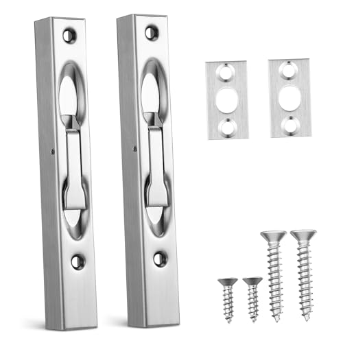 WHAMVOX 2 Sätze Edelstahl Flush Bolt Türriegel für Doppeltüren Verdeckter Schieberiegel mit Glattem Lauf Installieren Robust und Langlebig Geeignet für Französische Türen von WHAMVOX