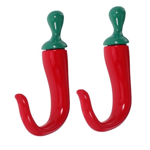 WHAMVOX 2 Stück Chili-pfeffer Wandhaken aus Zinklegierung Robuste Dekorative Metallhaken für Küche und Esszimmer Vielseitig für Schals Taschen Mäntel und Utensilien Einfache Montage ohne von WHAMVOX