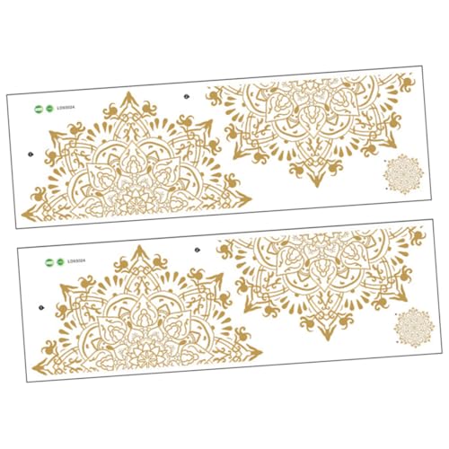 WHAMVOX 2 Stück Ethnische Mandala Wandtattoos Goldfarbene PVC Aufkleber Wohnzimmer Schlafzimmer Dekoration Selbstklebend Rückstandsfrei Ablösbar für Individuelle Raumgestaltung von WHAMVOX