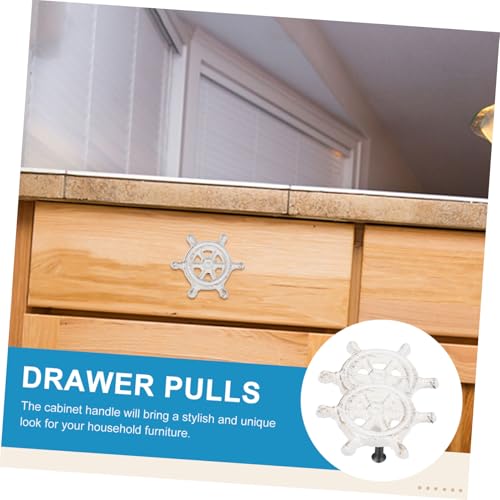 WHAMVOX 2 Stück Möbelgriff aus Gusseisen im Maritimen Stil Schrankknöpfe mit Weißem Steuerrad design Robuste und Korrosionsbeständige Schubladengriffe für Kinderzimmer und Wohnmöbel von WHAMVOX