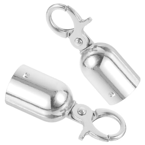 WHAMVOX 2 Stück Seilendstopper mit Haken Schnurendkappe aus Vielseitige Terrassenseilbeschläge Einfache Montage Kompatibel mit Verschiedenen Seilen und Absperrungen Silberfarben von WHAMVOX