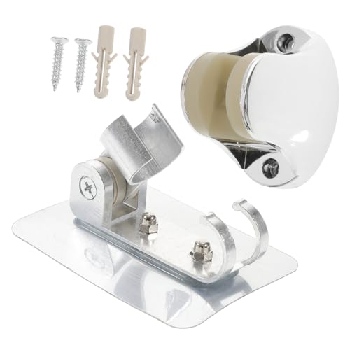 WHAMVOX 2 Stück Teiliges Duschkopfhalter mit Starkem Klebehalterung Verstellbar ohne Bohren Geeignet für Glatte Oberflächen Wie Fliesen und Glas Inklusive Doppelhaken für Handtücher und von WHAMVOX