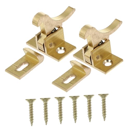 WHAMVOX 2 Stück Teiliges Messing Türriegel Schrankriegel Riegel Schiebetür Fenster Verschluss Elbow Latch Antidiebstahl für Möbel Türen Schränke Einfache Montage Vielseitig Einsetzbar von WHAMVOX
