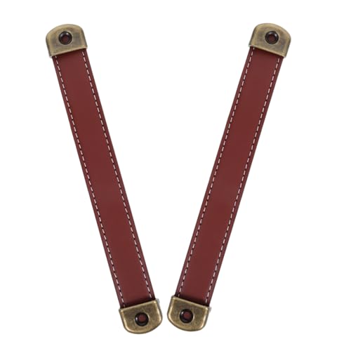 WHAMVOX 2 Stück Vintage PU Griff Schubladengriffe Strapazierfähige Möbelgriffe Braun Einfache Montage Vielseitig für Kommode Koffer Schrank Antike Stil Möbelbeschläge von WHAMVOX