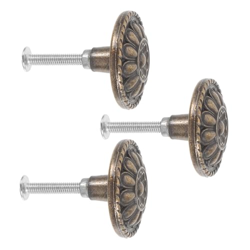 WHAMVOX 3 Stck Vintage Möbelknöpfe Rundes Retro Schubladenknauf mit Blumenmuster Antike Schranktürgriffe aus Zinklegierung Dekorative Kommodenknöpfe für Küche und Wohnzimmer von WHAMVOX