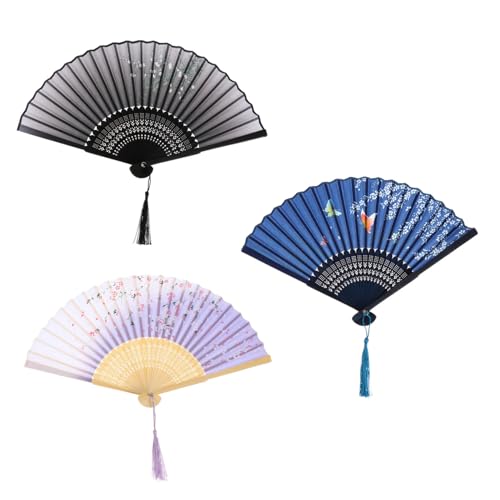 WHAMVOX 3 Stück Antike Bambus Handfächer Teiliges Traditionell Dekorativ für Tanz Kostüm und WHAMVOX 3 Stück Antike Bambus Handfächer Teiliges Traditionell Dekorativ für Tanz Kostüm und von WHAMVOX