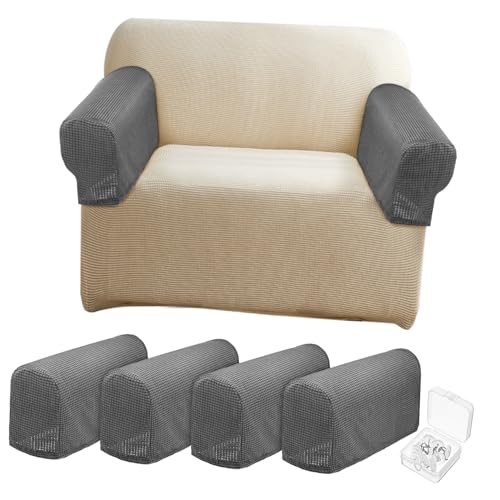 WHAMVOX 4 STK. Teiliges Sofa Armlehnenbezüge aus Elastischem Polyester Waschbar Dicke Einlagige Armlehnen-schoner in Hellgrau Passend für Sofas und Sessel Kratzfest und Langlebig WHAMVOX 4 STK. Teiliges Sofa Armlehnenbezüge aus Elastischem Polyester Waschbar Dicke Einlagige Armlehnen-schoner in Hellgrau Passend für Sofas und Sessel Kratzfest und Langlebig von WHAMVOX