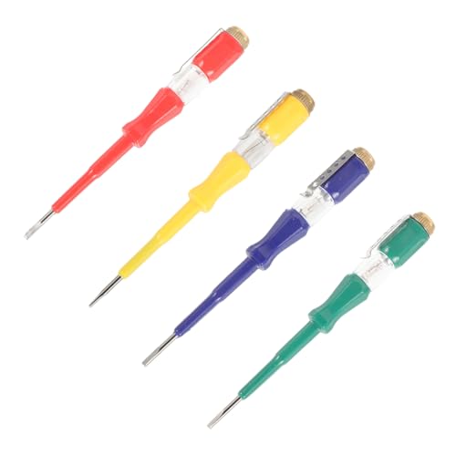 WHAMVOX 4 Stück Teiliges Elektrisches Teststift mit Messgenauem Spannungsprüfer und Langlebigem Messingkappen Design Integrierter Schlitzschraubendreher Kompakt und Zufällige Farbe von WHAMVOX