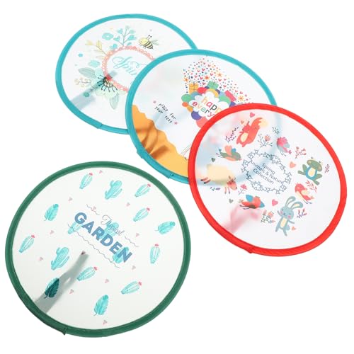 WHAMVOX 4 Stück runder Lüfter Falten Sie den Lüfter zusammen Hochzeit runden Handfächer falten Handgebläse Faltfächer im Partystil faltbare Ventilatoren für Leistung Haustier (Polyester) von WHAMVOX