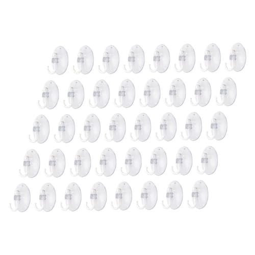 WHAMVOX 40 Stück Saugnapf haken PVC Wiederverwendbar Ohne Bohren Handtuchhalter für Badezimmer Dusche Glatte Oberflächen Transparent Praktisch Rückstandslos Entfernbares Aufhängesystem von WHAMVOX