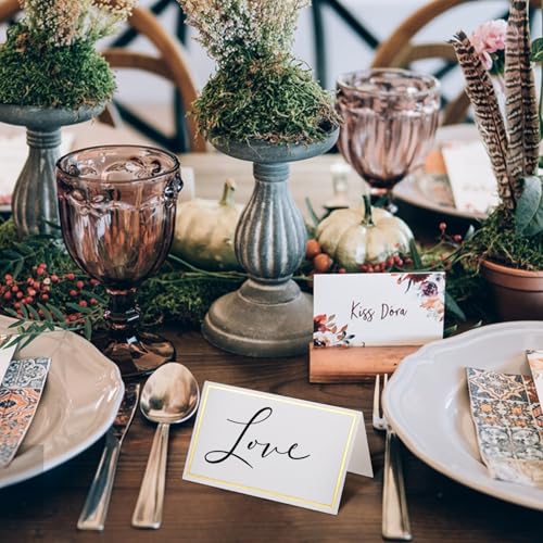 WHAMVOX 40 Stück Tischkarten Hochzeit mit Goldfolie Rand Blanko Platzkarten aus Hochwertigem Papier Vielseitige Sitzkarten für Dinnerparty Beschriftbar Edle Tischdekoration für Besondere von WHAMVOX