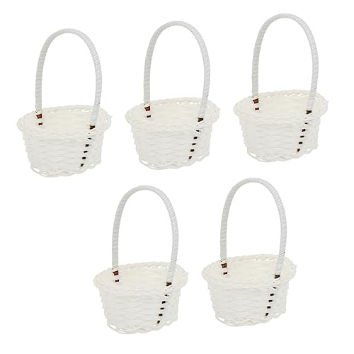 WHAMVOX 5 Stücke Hand Korb Oval Weiß Woven Lagerung Körbe Kunststoff Rattan Körbe von WHAMVOX