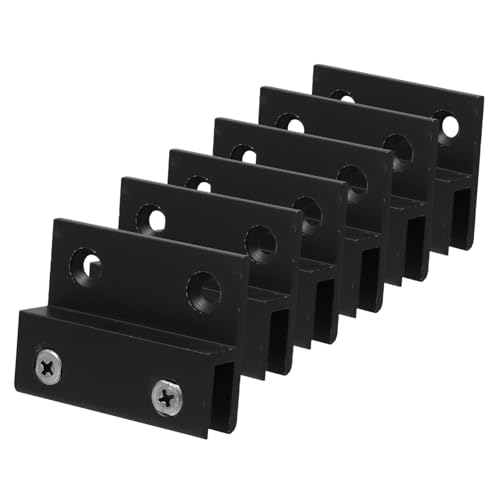 WHAMVOX 6 Stück Aluminiumlegierung Glasclip Wandhalterung Glasbefestigung Klemmen für Spiegel Acrylglas mit Großem Design Schwarz Stabile Halterung für Glasregale und Schilder von WHAMVOX