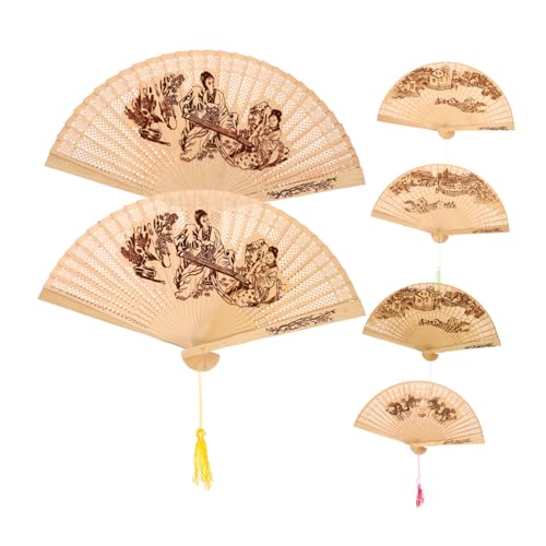 WHAMVOX 6 Stück Teiliges Chinesische Holzfächer mit Filigraner Schnitzerei Faltbare Vintage-handfächer für Hochzeit Party Sommer Dekorative Stilvolle Fächer mit Natürlichem Lüftungseffekt WHAMVOX 6 Stück Teiliges Chinesische Holzfächer mit Filigraner Schnitzerei Faltbare Vintage-handfächer für Hochzeit Party Sommer Dekorative Stilvolle Fächer mit Natürlichem Lüftungseffekt von WHAMVOX