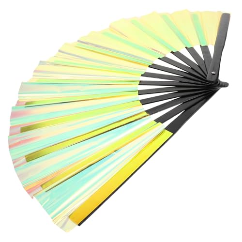 WHAMVOX Chinesischer Faltbarer Handfächer aus PVC Leichter Tragbarer Glänzender Handventilator für Tanz Performance Party und Dekoration Kompakt Robust Vielseitig Einsetzbar von WHAMVOX