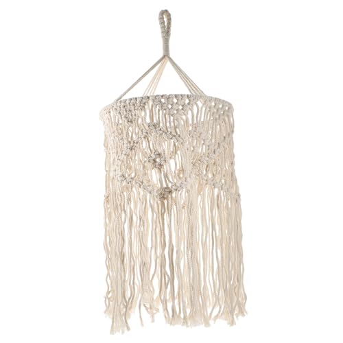 WHAMVOX Handgefertigter Boho Lampenschirm aus Baumwollseil Geflochten Stabiles Design Dekorativer Makramee deckenlampenschirm für Hängelampe und Kronleuchter Sanfte Oberfläche Langlebig von WHAMVOX