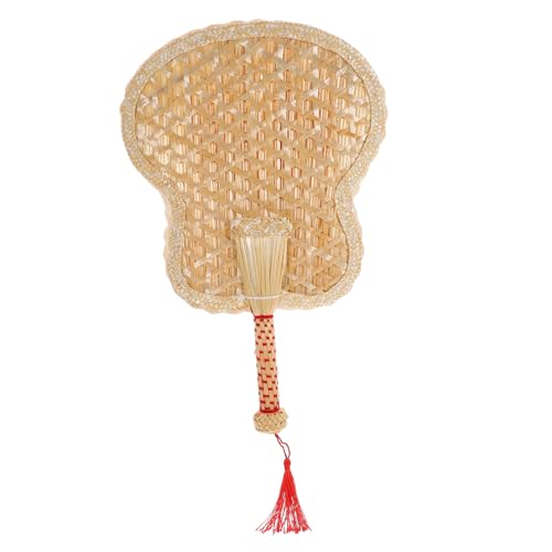 WHAMVOX Handgefertigter Weizenstroh Handfächer Vintage Stil Leichter Manueller Sommerfächer Chinesischer Retro Naturfächer für Erwachsene und Praktischer Stabiler Handventilator für von WHAMVOX