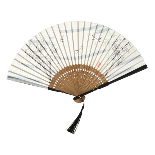 WHAMVOX Japanischer Faltfächer aus Bambus und Baumwolle Leicht Tragbar Eleganter Handventilator für Hochzeit Tanz Party Dekoration und Sommerkühlung von WHAMVOX