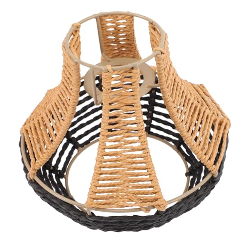 WHAMVOX Lampenschirm Aus Rattan Imitat Rustikaler Hellbrauner Lampenschirm Rattan Licht Geflochtene Pendelleuchten Hängelampenschirm Gewebter Wanddekor Seegras von WHAMVOX