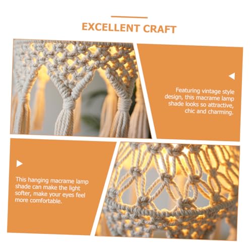 WHAMVOX Macrame Lampenschirm Pendelleuchte Deckenleuchte Boho Stil Handgefertigt Texturiert Wohnzimmer Schlafzimmer Badezimmer Dekoration von WHAMVOX