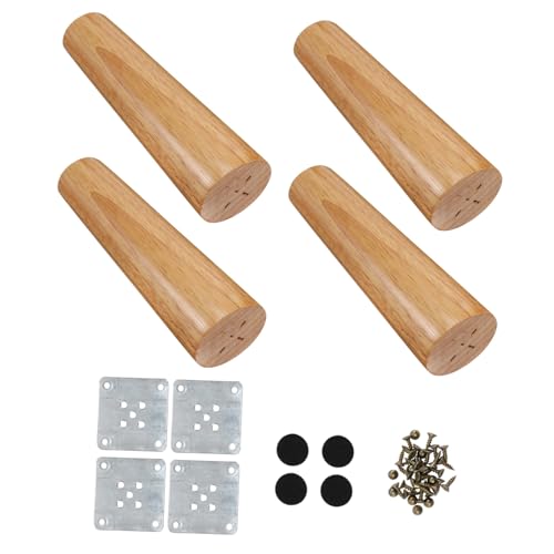 WHAMVOX Massive Holz Möbelfüße aus Eiche Schrägfuß mit Montageplatten Schrauben und Filzgleitern Robuste Möbelbeine für Sofa Tisch Schrank und Kommode Inklusive Bodenschutzpads von WHAMVOX