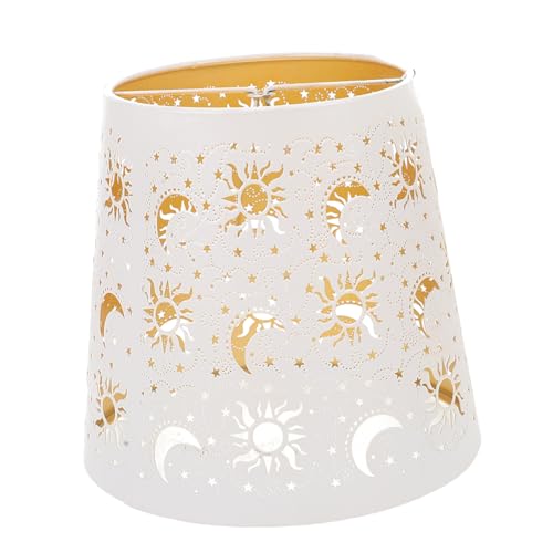 WHAMVOX Metalllampenschirm Weiß Hohl Lasergravur Stern Mond Design Blendfreies Offenes Muster Für Wohnzimmer Schlafzimmer Lounge Einfach Montage Pendelleuchte Abdeckung von WHAMVOX