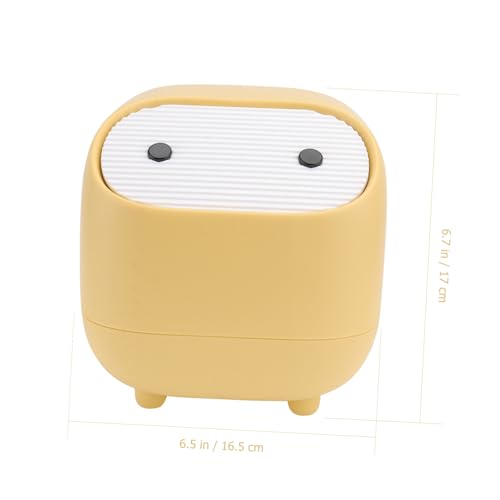 WHAMVOX Mini Desktop Mülleimer Druckfunktion Kreativer Kleiner Müllbehälter Doppelwandiger Schreibtisch abfalleimer Gelb Platzsparend Robust von WHAMVOX