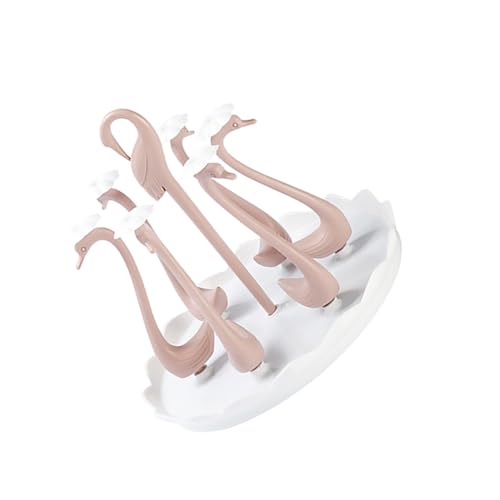 WHAMVOX Plastik Becherhalter mit Stangen Drehbares Wasserglas Abtropfgestell in Rosa Schwan Design Langlebiges Kunststoff Trockengestell für Küche und Zuhause Mug Rack Organizer von WHAMVOX