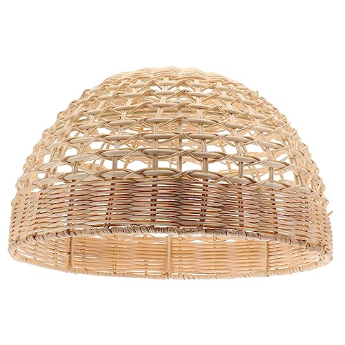 WHAMVOX Rattan Lampenschirm Handgewebt Natürlicher Deckenlichtschirm Boho Stil Wohnraum Schlafzimmer Büro Dekoration Langlebig von WHAMVOX