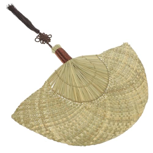 WHAMVOX Strohfächer Gewebte Fächer Lüfter Handventilator Klein Fan-dekoration Fächer Aus Strohgeflecht Raffia-handfächer Gras von WHAMVOX