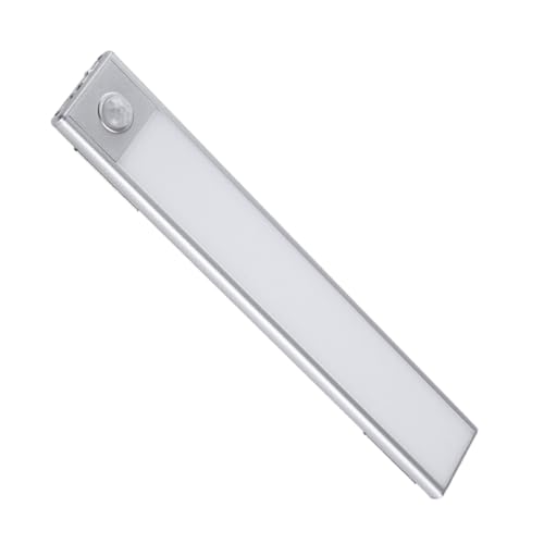 WHAMVOX Ultradünne LED Schrankbeleuchtung mit Bewegungsmelder Kabelloses Nachtlicht für Kleiderschrank und Küche Einfache Installation Energiesparend Warmweiß Silbernes Gehäuse Vielseitig von WHAMVOX