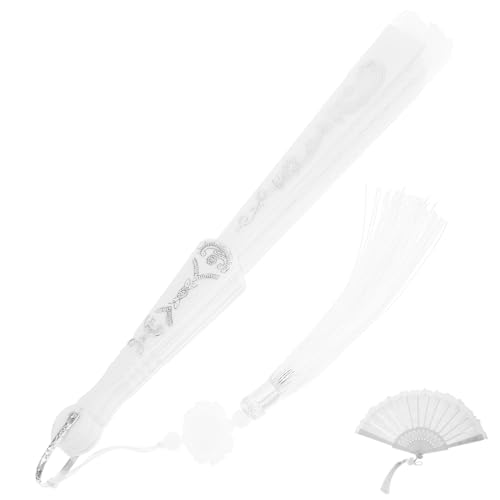 WHAMVOX Vintage Handfächer mit Doppelter Spitze Faltbarer Handfächer im Chinesischen Retro stil mit Dicker Spitze und Quaste Leichter Stabiler Faltfächer für Hochzeit Tanz und von WHAMVOX