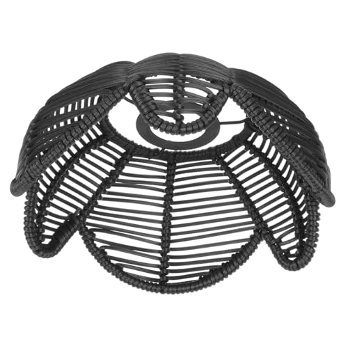WHAMVOX Vintage Lampenschirm Lotusform Imitation Rattan Pendelleuchte Lampenzubehör Retro Deckenleuchte Schwarz für Wohnzimmer Esszimmer Schlafzimmer von WHAMVOX