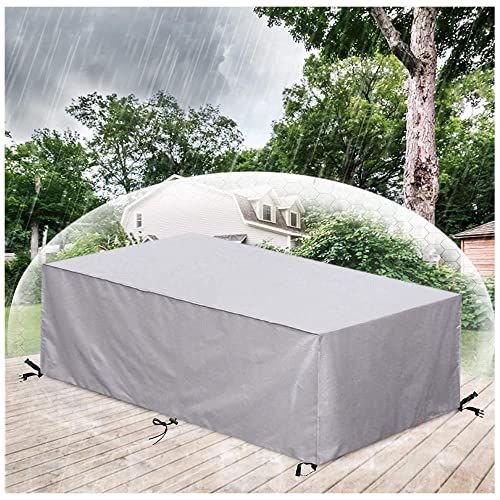 Abdeckung für Gartenmöbel,360x200x100cm Sitzgruppe Schutzhülle für Gartentisch,Wasserdicht,Winddicht,UV-Beständiges,Schwerlast 420D Oxford für Rechteckig Außen/Innen Möbelsets，Silver von WHAOZ